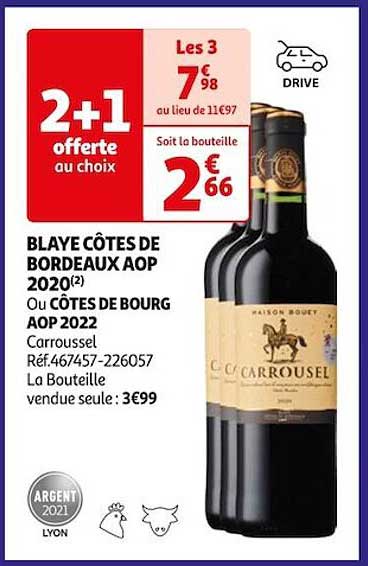 blaye côtes de bordeaux aop 2020 ou côtes de bourg aop 2022 carroussel