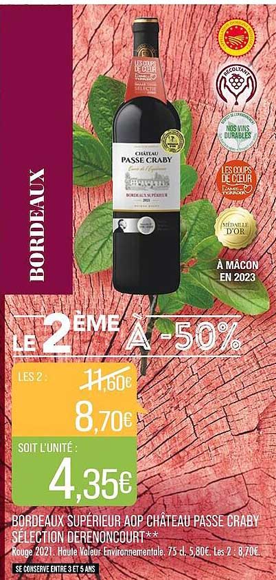 bordeaux supérieur aop château passe craby sélection derenoncourt