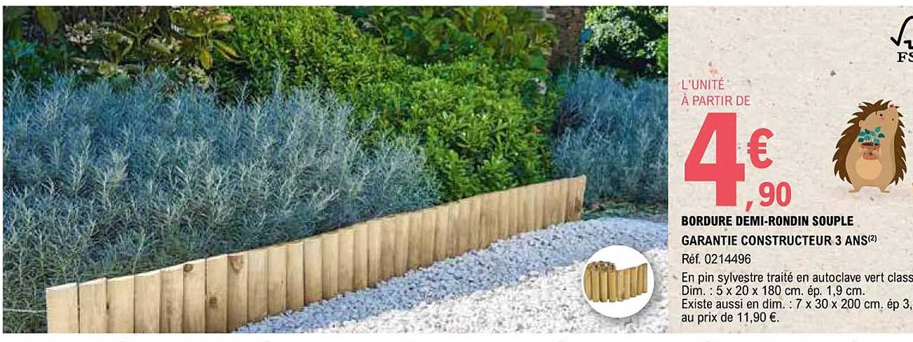 bordure demi-rondin souple