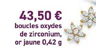boucles oxydes de zirconium, or jaune