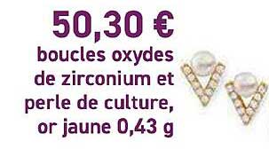 boucles oxydes de zirconium et perle de culture or jaune 0.43g