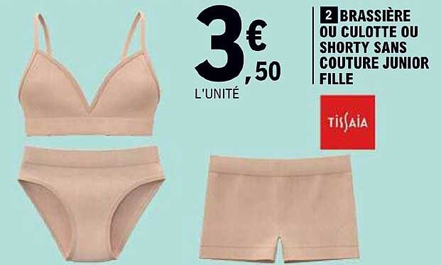 Brassière Ou Culotte Ou Shorty Sans Couture Junior Fille Tissaia