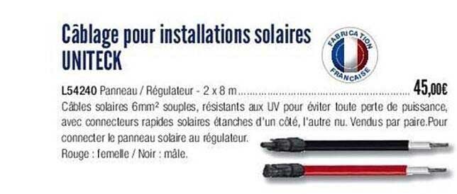 câblage pour installations solaires uniteck