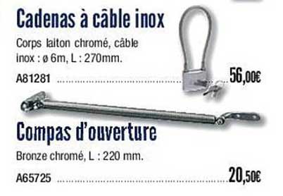 Cadenas à Câble Inox Ou Compas D'ouverture