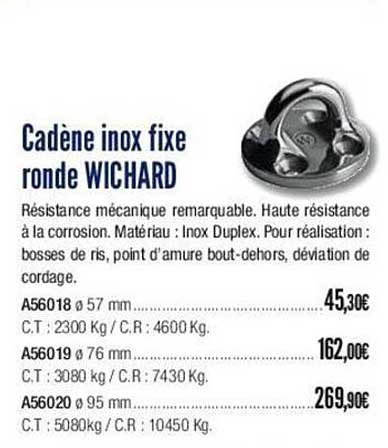 cadène inox fixe ronde wichard