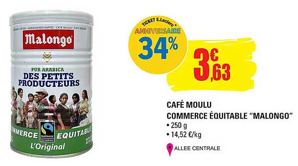 café moulu commerce équitable "malongo"