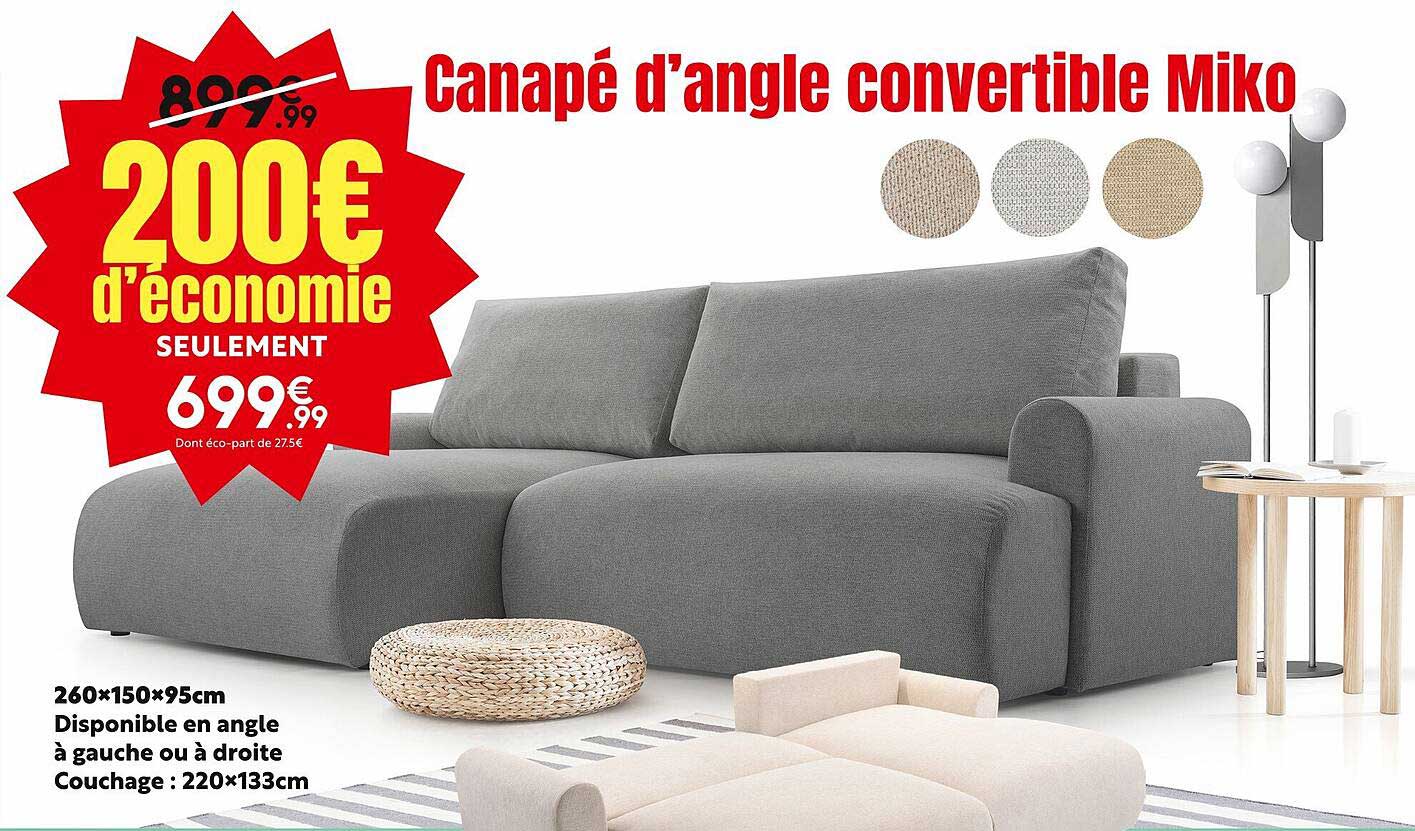 Canapé D'angle Convertible Miko