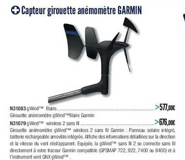 capteur girouette anémomètre garmin