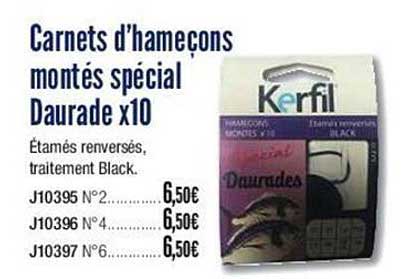 carnets d'hameçons montés spécial daurade x10
