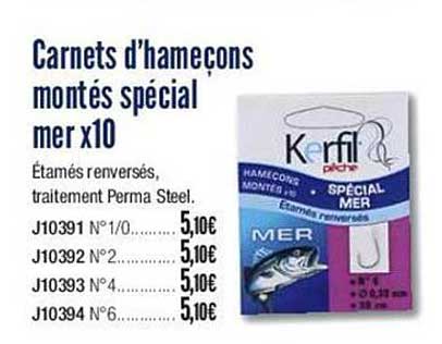 carnets d'hameçons montés spécial mer x10