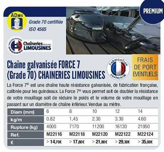 châine galvanisée force 7 (grade 70) chaineries limousines