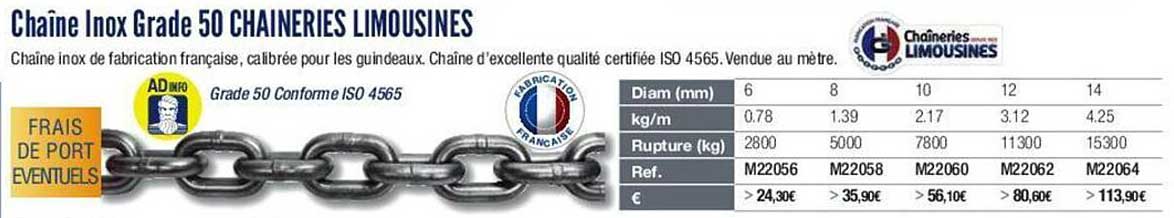 châine inox grade 50 chaineries limouisines
