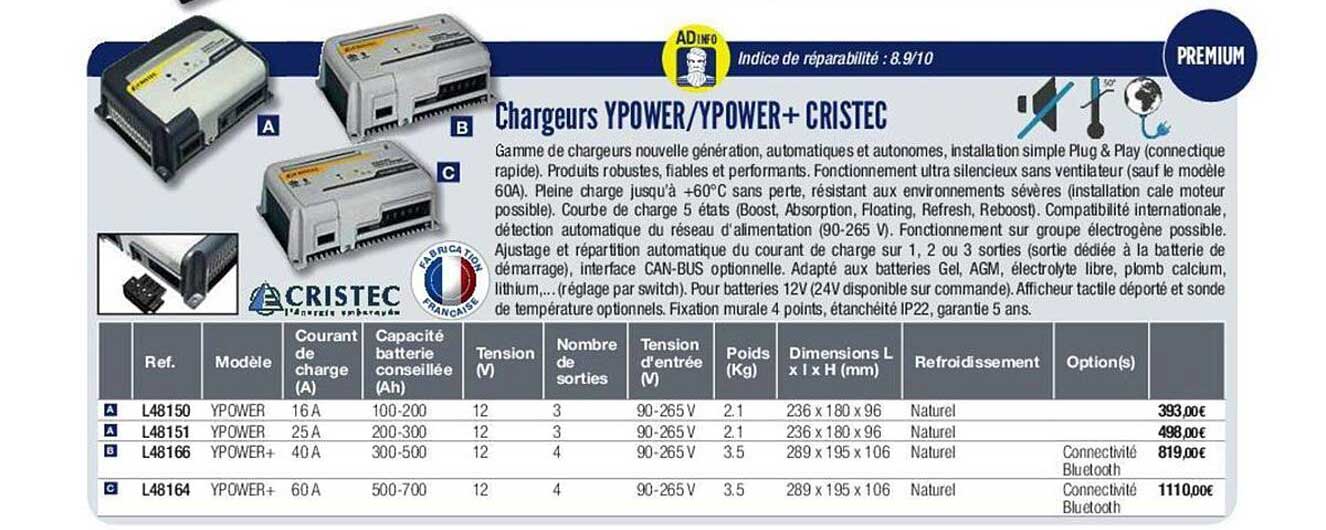 chargeurs ypower / ypower + cristec