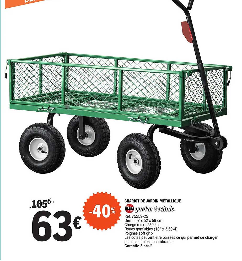 chariot de jardin métallique elem garden technic
