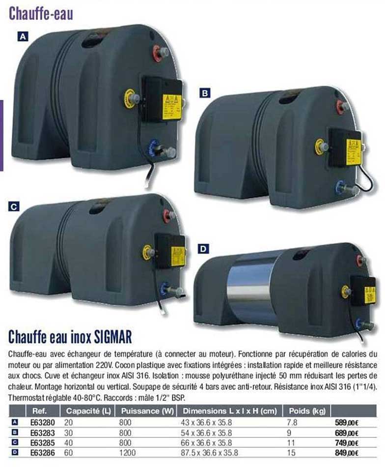 chauffe eau inox sigmar