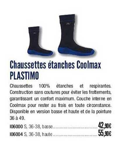chaussettes étanches coolmax plastimo