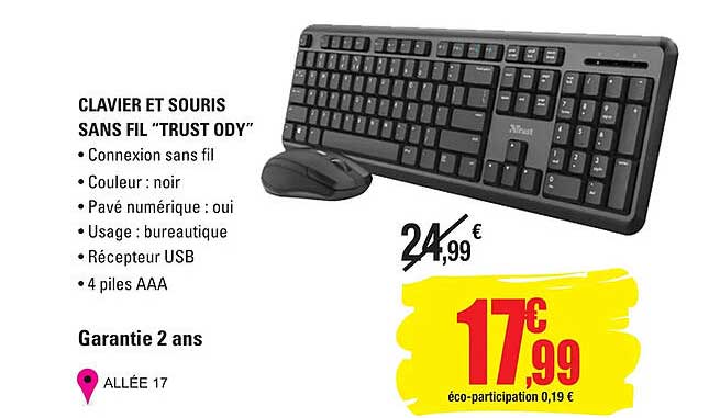 Clavier Et Souris Sans Fil "trust Ody"