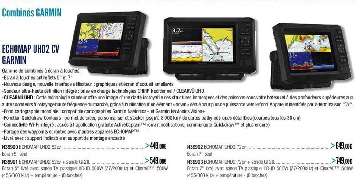 combinés garmin echomap uhd2 cv garmin