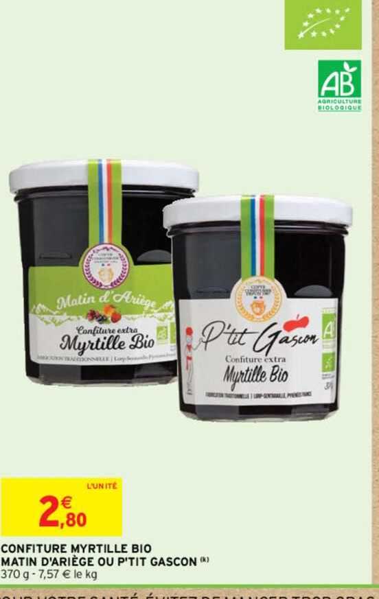 confiture myrtille bio matin d'ariège ou p'tit gascon