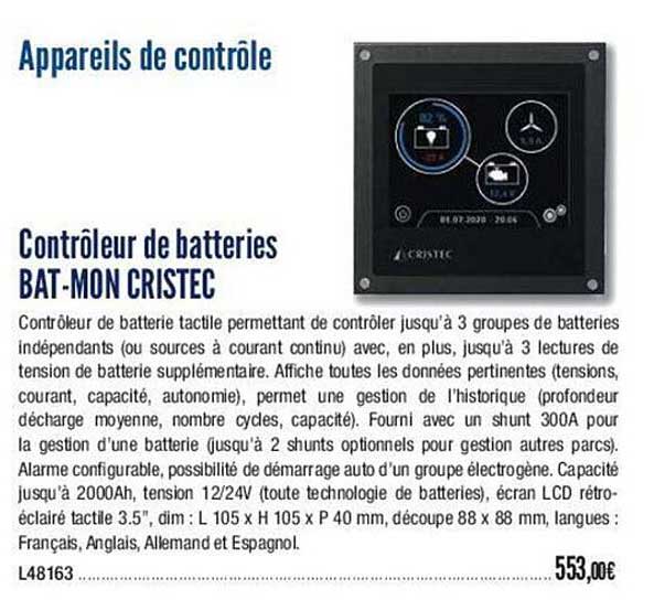 contrôleur de batteries bat-mon cristec