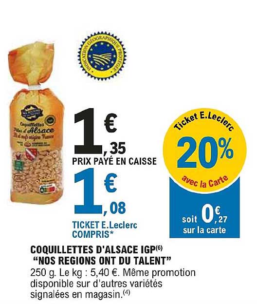 coquillettes d'alsace igp "nos regions ont du talent"