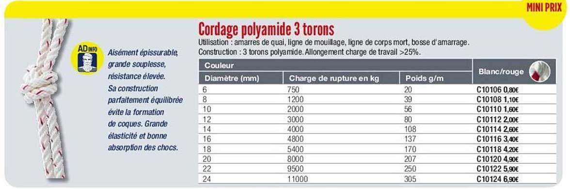 cordage polyamide 3 torons