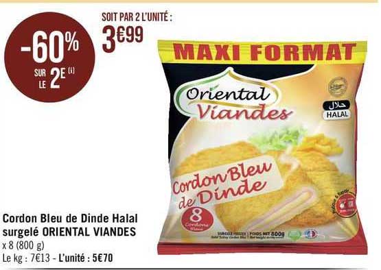 Cordon Bleu De Dinde Halal Surgelés Oriental Viandes