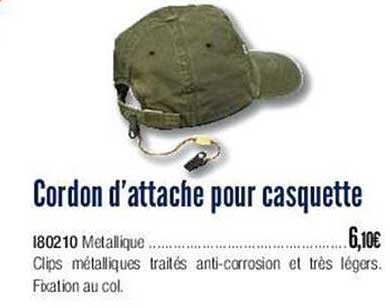cordon d'attache pour casquette