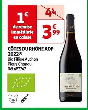 côtes du rhône aop 2022 bio filière auchan pierre chanau