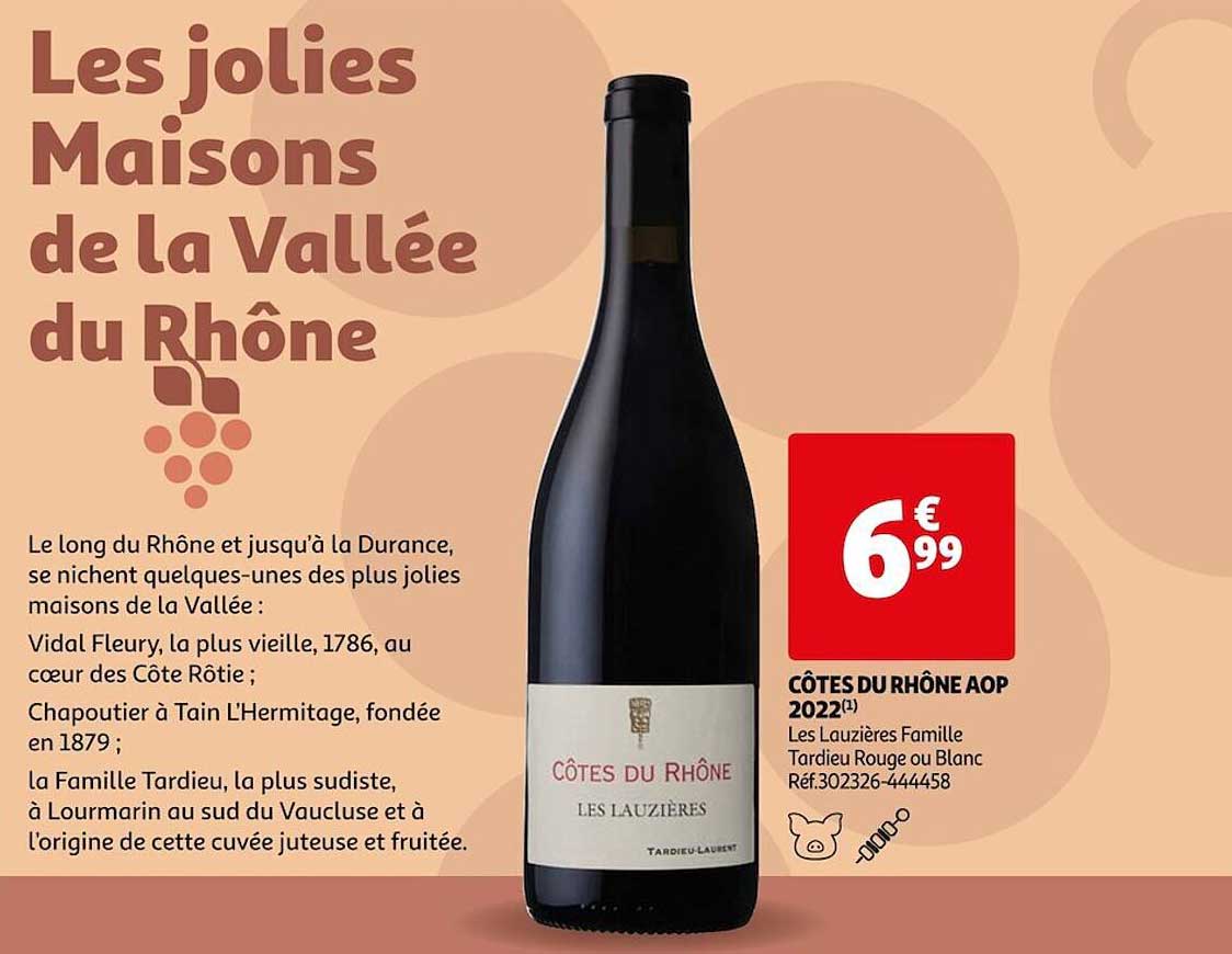 côtes du rhône aop 2022 lees lauzières famille tardieu rouge ou blanc