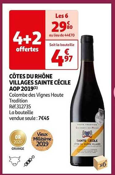 côtes du rhône villages sainte cécile aop 2019 colombe des vignes haute tradition