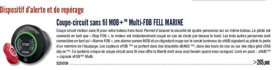 coupe-circuit sans fil mob+ multi-fob fell marine