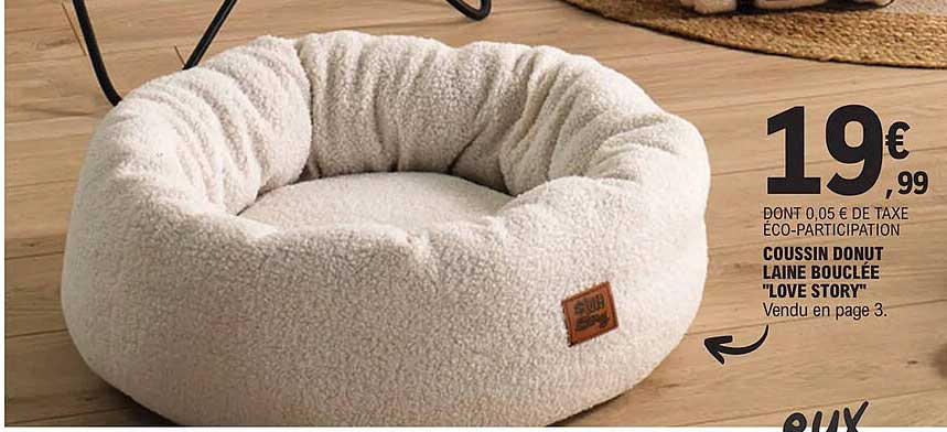 coussin donut laine bouclée "love story"