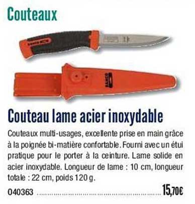 couteau lame acier inoxydable