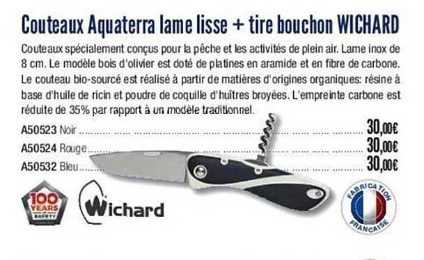 couteaux aquaterra lame lisse + tire bouchon wichard