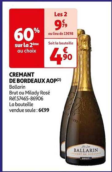 crémant de bordeaux aop ballarin brut ou milady rosé