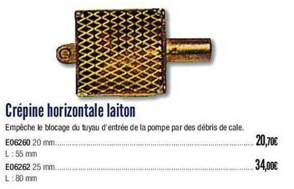 crépine horizontale laiton