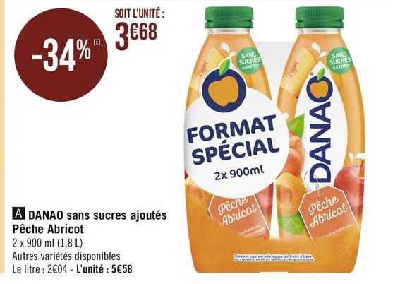 danao ans sucres  ajoutés pêche abricot