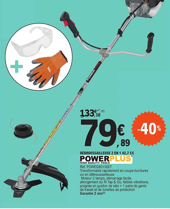 débrouissailleuse 2 en 1 42,7 cc powerplus