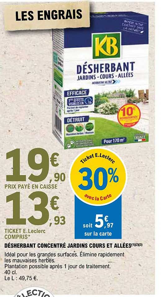 désherbant concentré jardins cours et allées kb