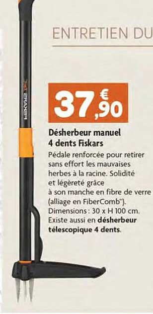 désherbeur manuel 4 dents fiskars