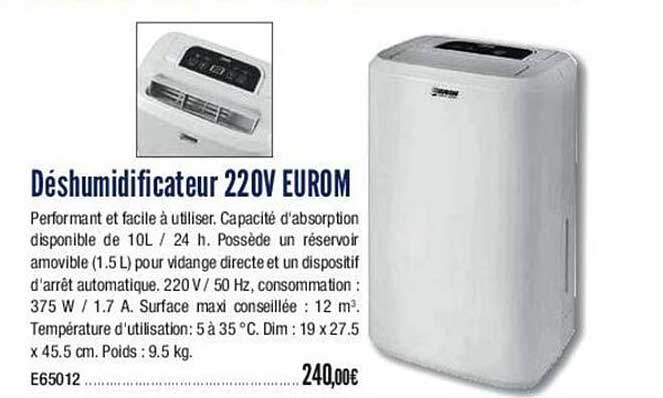 déshumidificateur 220v eurom