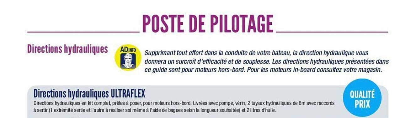 directions hydrauliques ultraflex