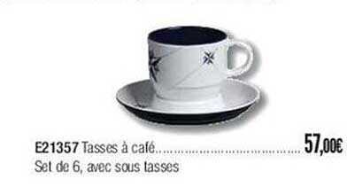 e21357 tasses à café set de 6 avec sous tasses