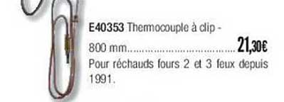 E40353 Thermocouple à Clip - 800 Mm