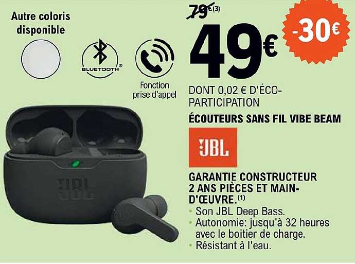 écouteurs Sans Fil Vibe Beam Jbl