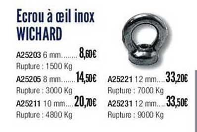 ecrou à œil inox wichard