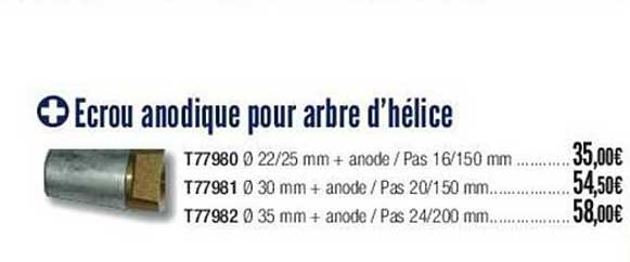 ecrou anodique pour arbre d'hélice