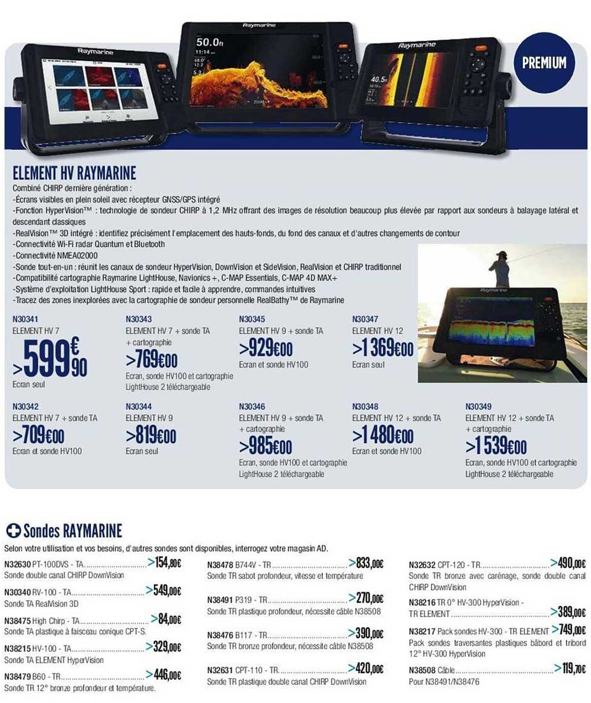 element hv raymarine sondes raymarine