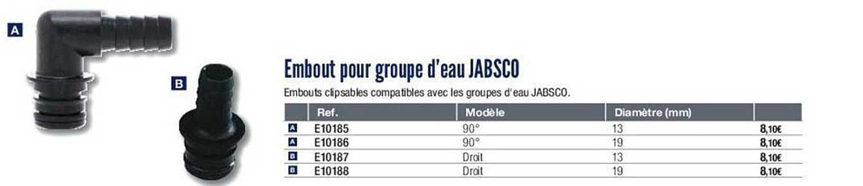 embout pour groupe d'eau jabsco